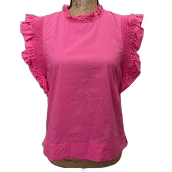 English Factory Hot Pink Ruffle Smocked Sleeve Blouse Dopamine Size Small - Picture 1 of 5